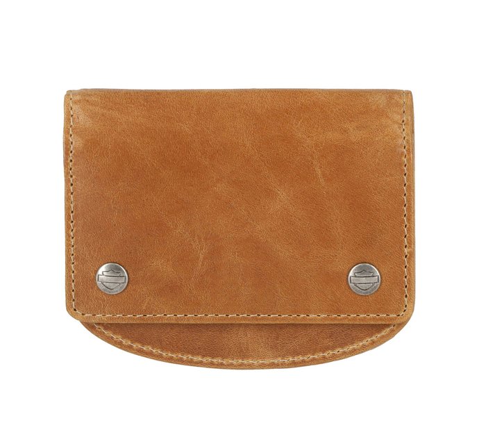 Men's Smooth Grain Snap Flap Wallet Leather 1