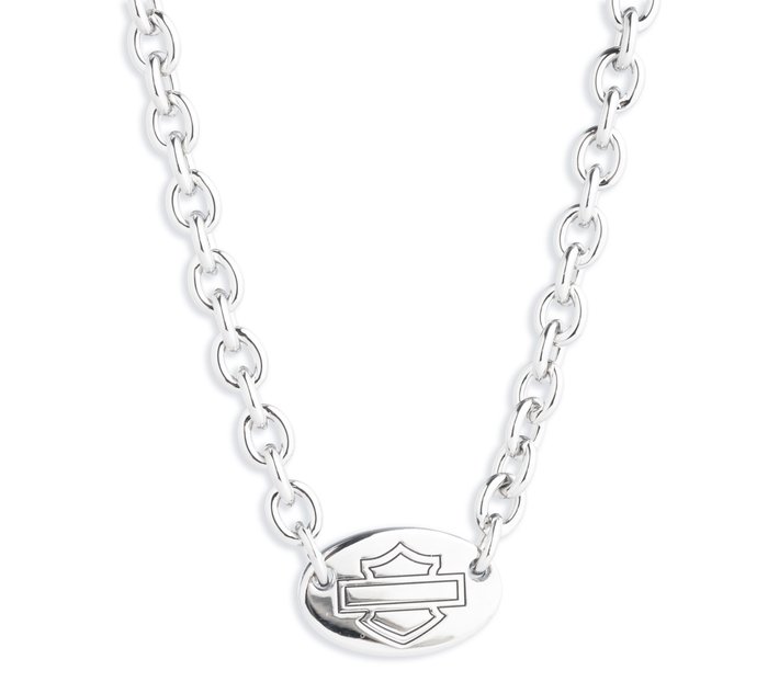 Women's 16" Oval Chain Bar &Shield Necklace 1