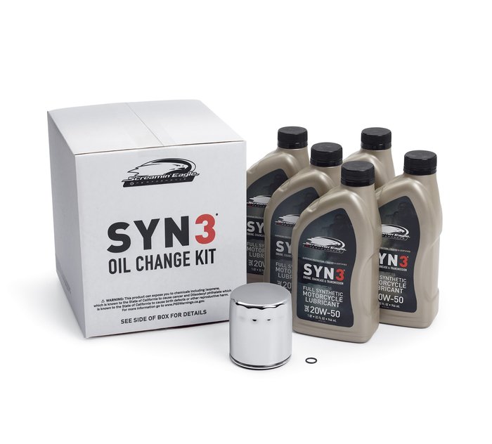 5 Qt. SYN3 Full Synthetic Motorcycle Lubricant Oil Change Kit – Chrome Filter 1