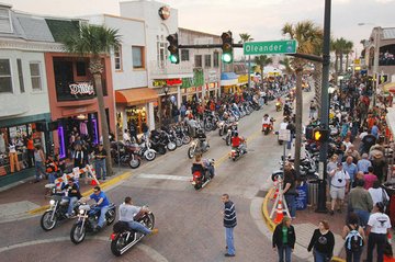 motorcycles and riders in Daytona
