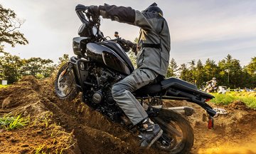 Rider off-roading with Pan America
