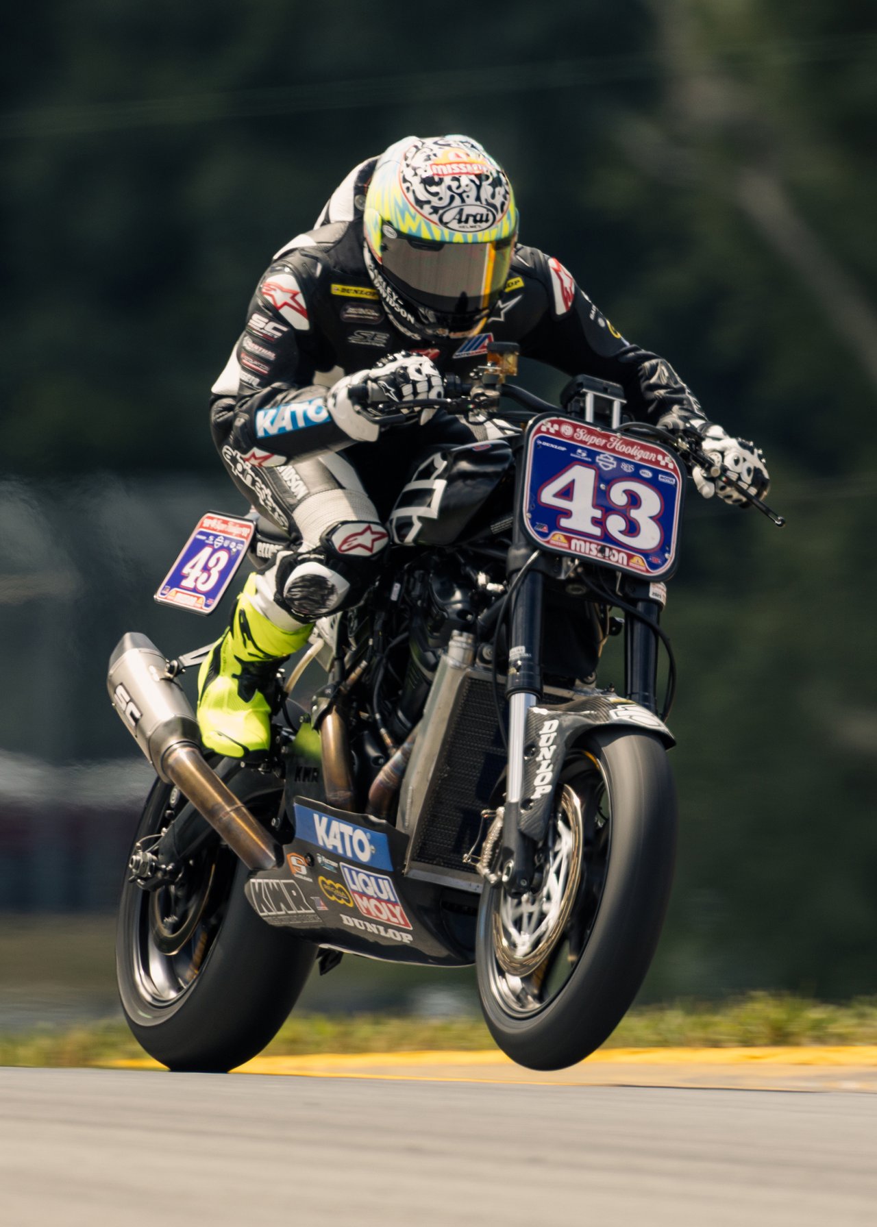 close-up head-on-shot of james rispoli racing