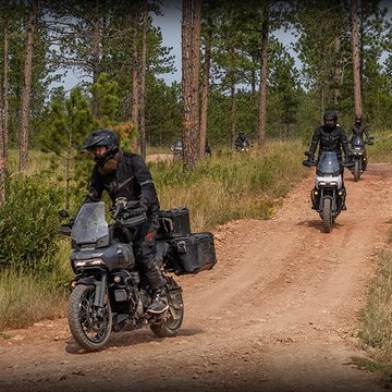 Adventure Touring motorcycles on dirt road
