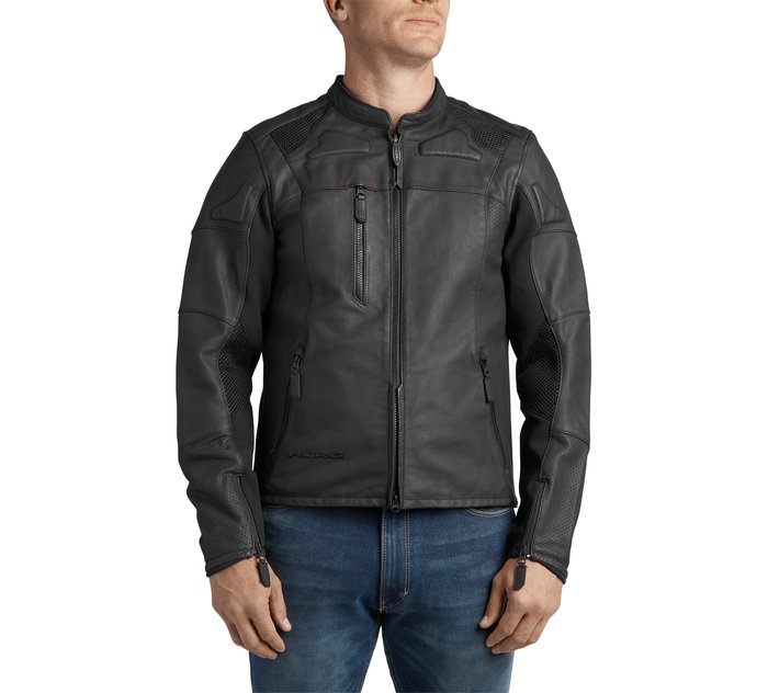 Men's FXRG Perforated Slim Fit Leather Jacket
