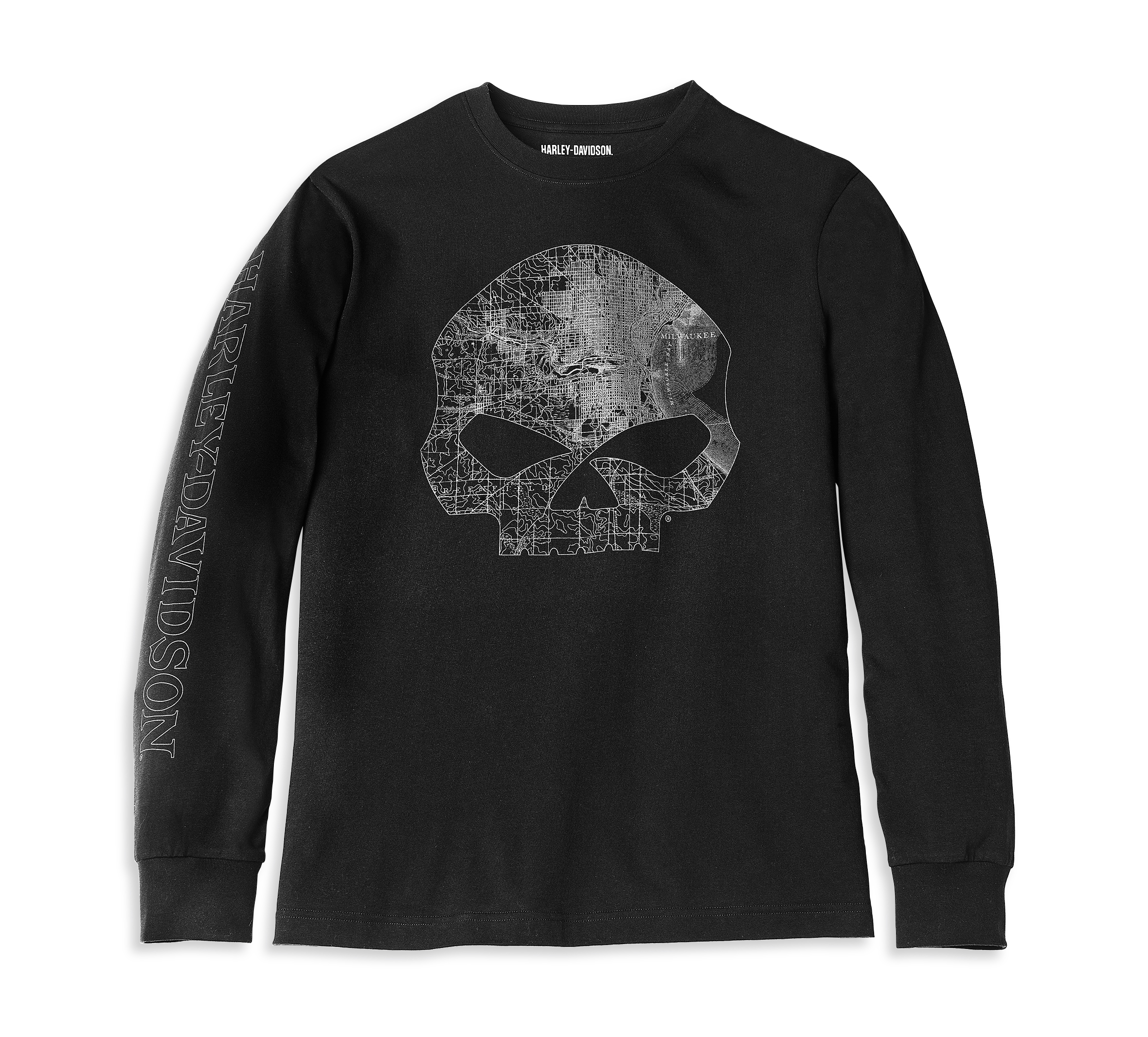 Herren Shirt Schwarz S Harley-Davidson Men's Skull Long Sleeve Tee Black Gr 