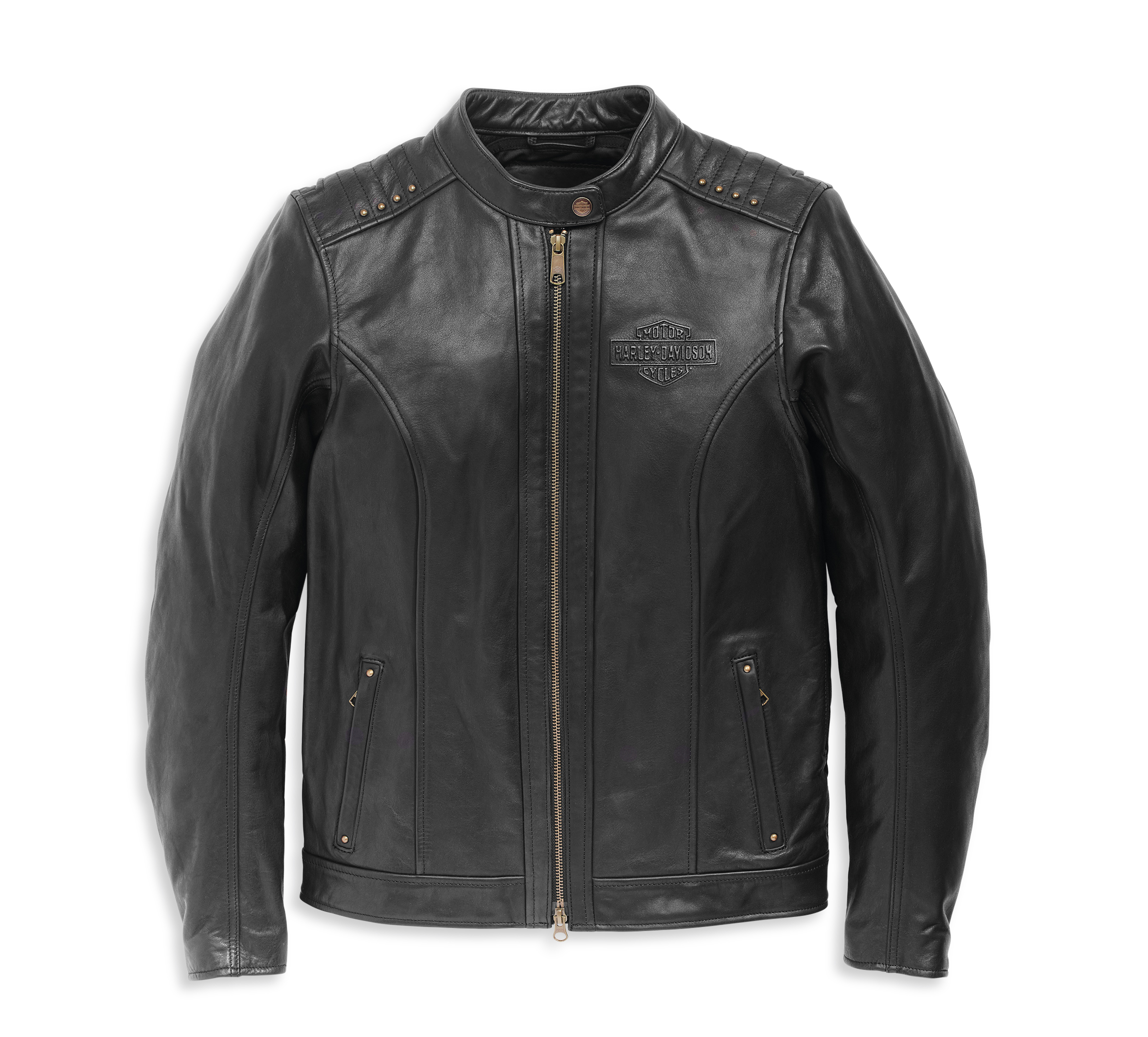 Women's Electra Mandarin Collar Studded Leather Jacket | Harley ...