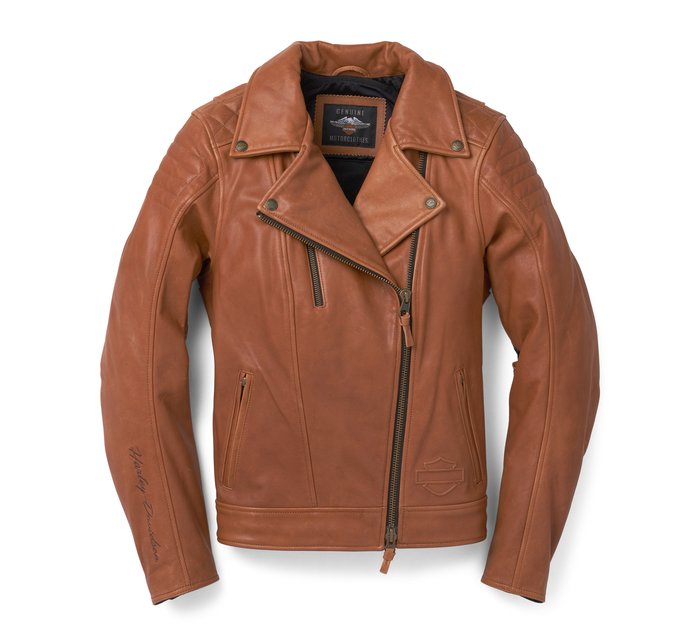 Women's Bezel Biker Collar Leather Jacket 2