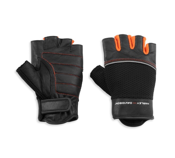 Women's H-D New Horizon Mesh & Leather Fingerless Gloves 1