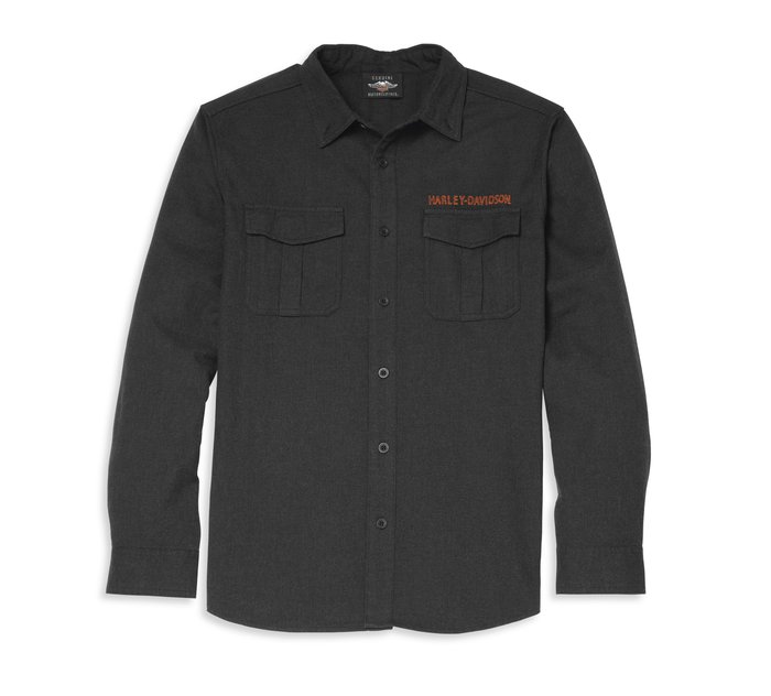 Men's Embroidered Bar & Shield Solid Shirt 1