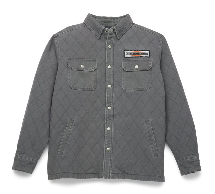 Men's Stacked Logo Quilted Shirt Jacket 1