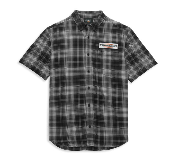 Men's Stacked Graphic One Pocket Plaid Shirt 1