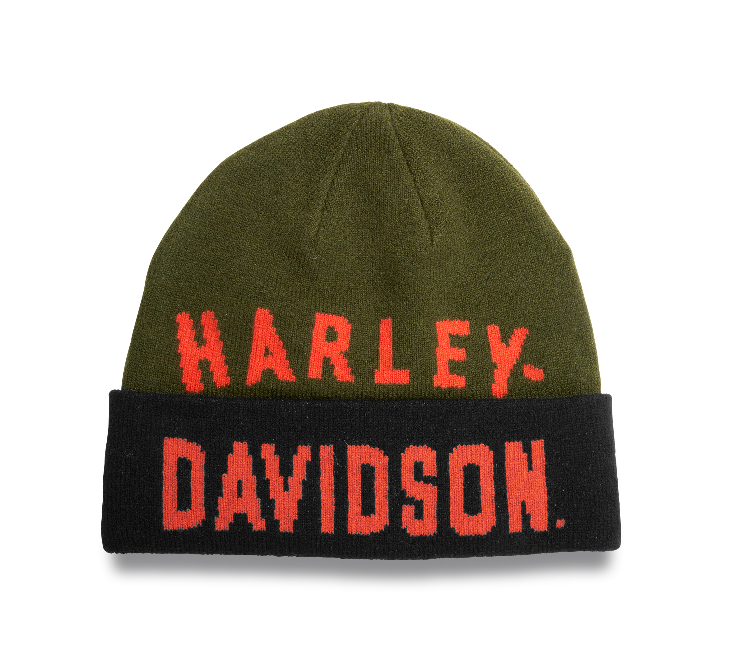 Men's Racer Font Contrast Cuff Knit Hat - Forest Night | Harley ...