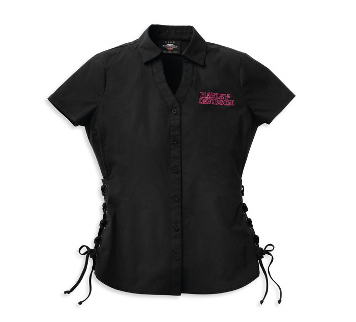 Women's Skull Laced Side Shirt with Rhinestones 1