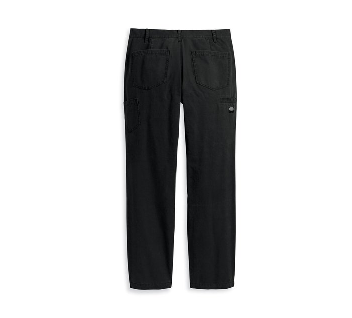 Style 500 Classic Relaxed Fit Solid Black Baggy Pants With WORK