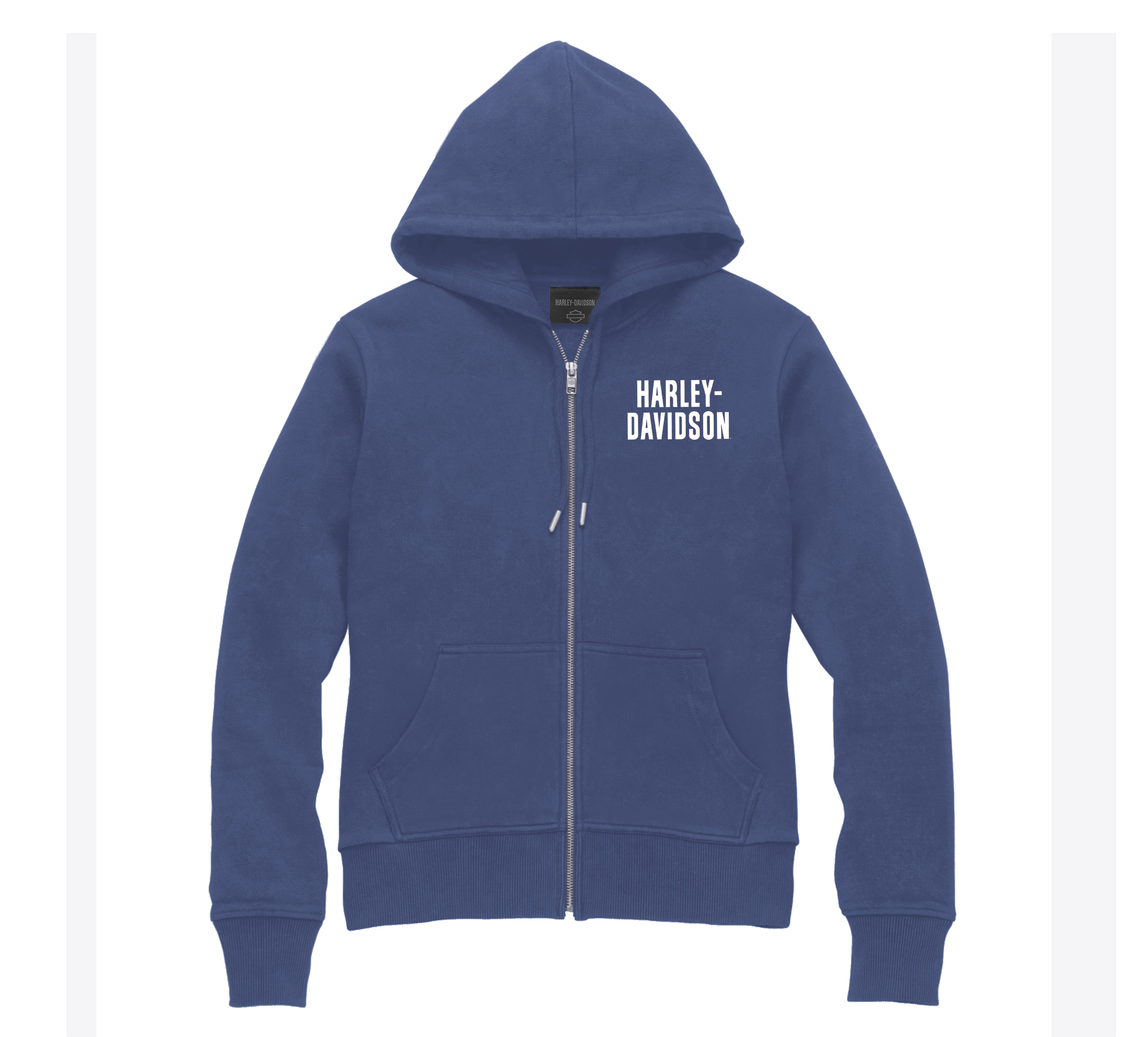 Women's Special Bar and Shield Zip Front Hoodie - Gray Blue