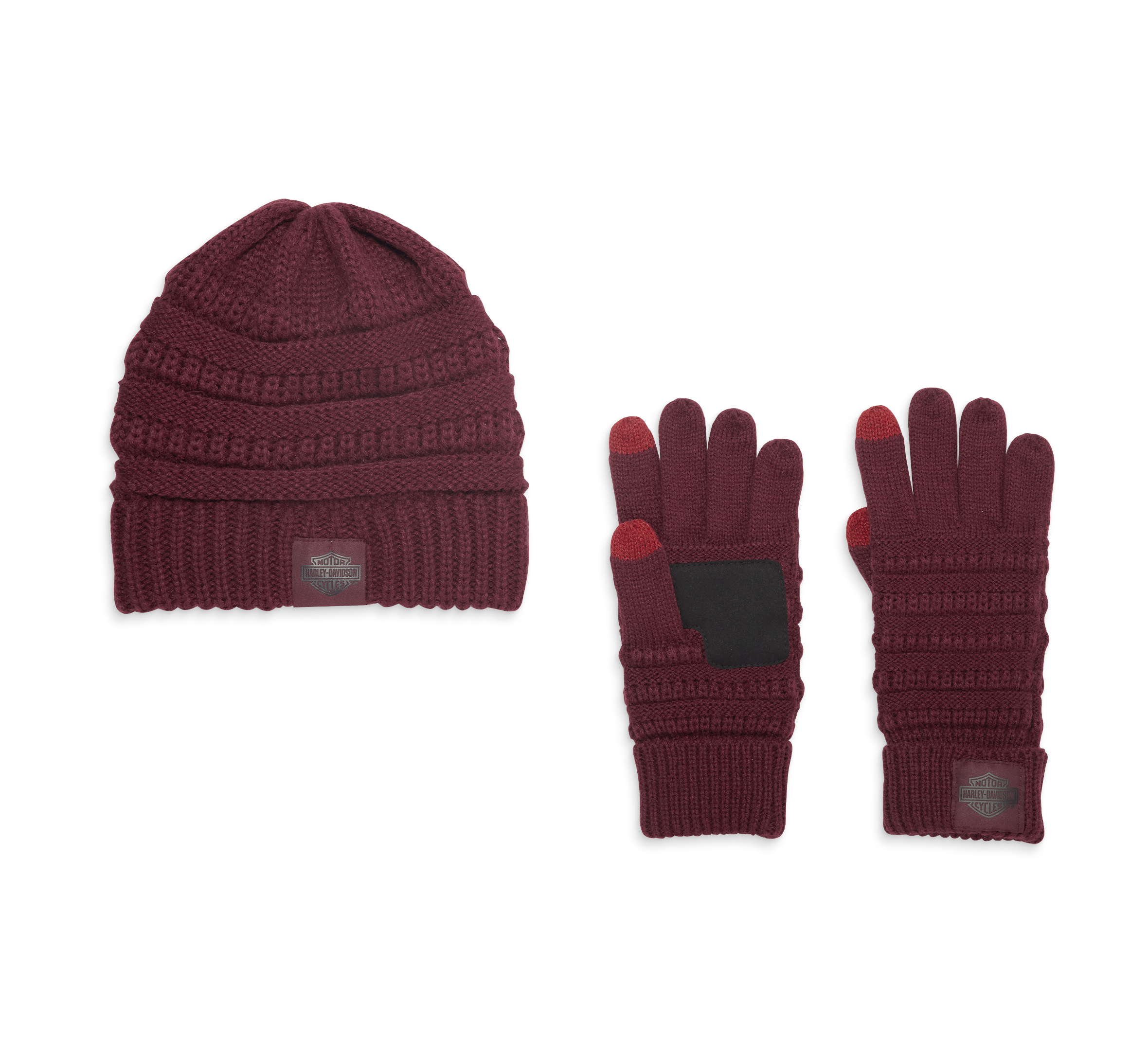 Women's Open Road Knit Hat & Glove Set Tawny Port HarleyDavidson USA