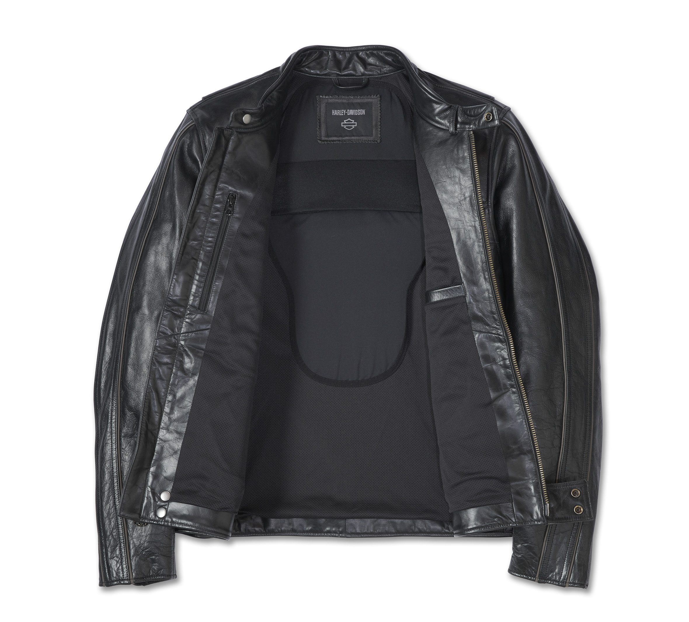 Men's H-D Flex Layering System Café Racer Leather Jacket Outer