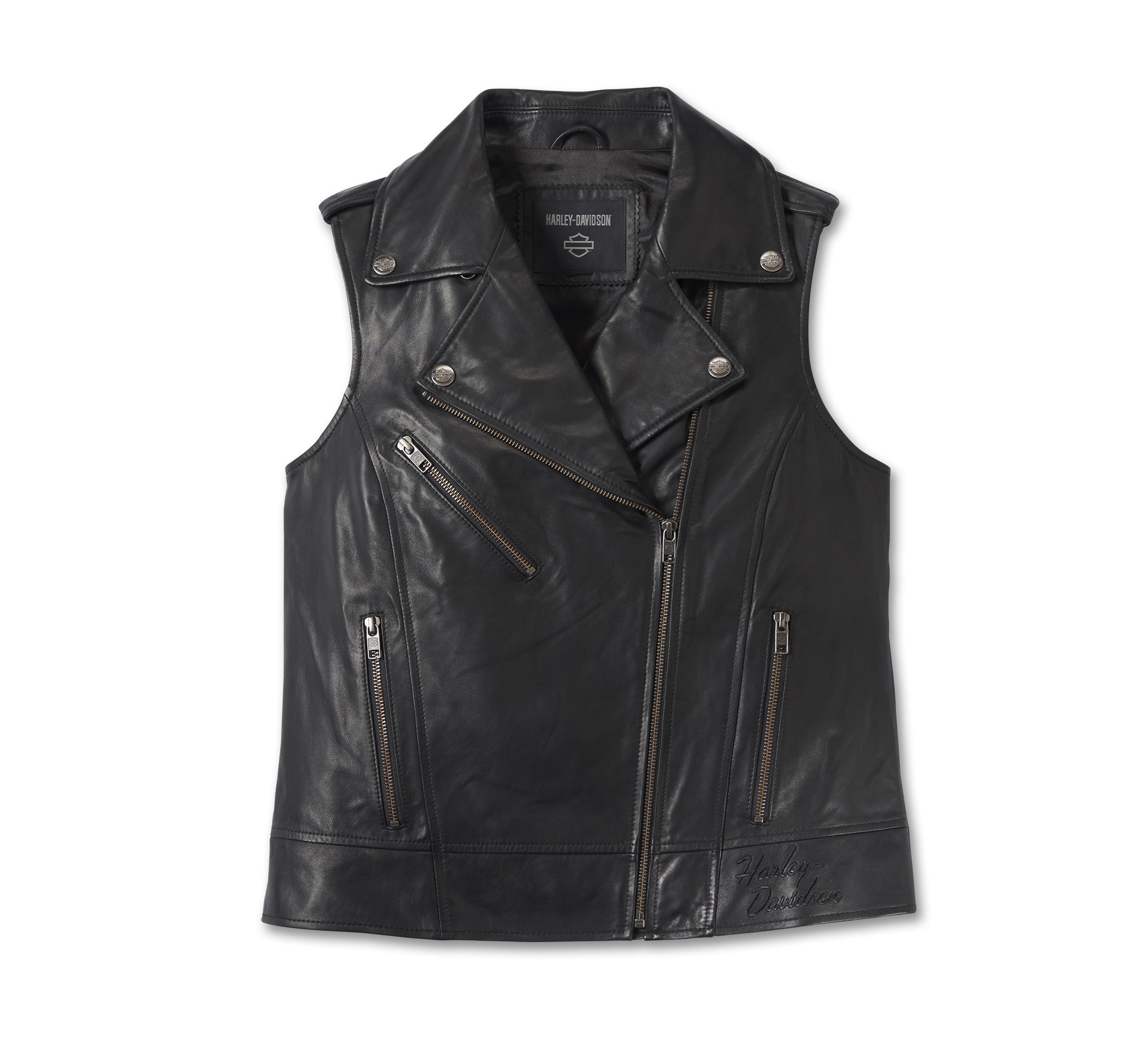 Harley-Davidson Women's Eclipse Leather Vest, Black - Medium