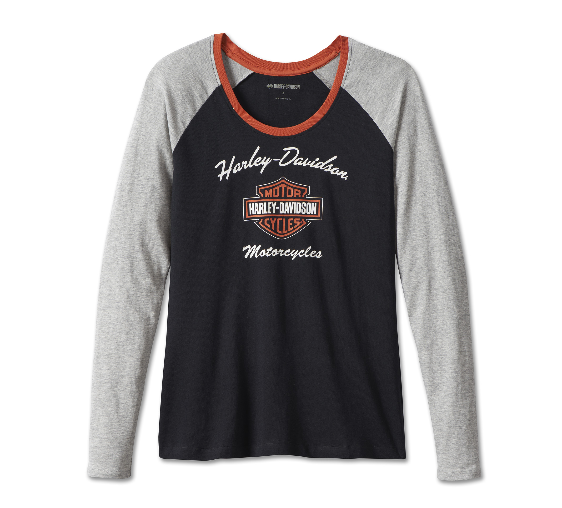 Women's First-Class Long Sleeve Raglan Tee - Colorblocked - Black Beauty |  Harley-Davidson USA