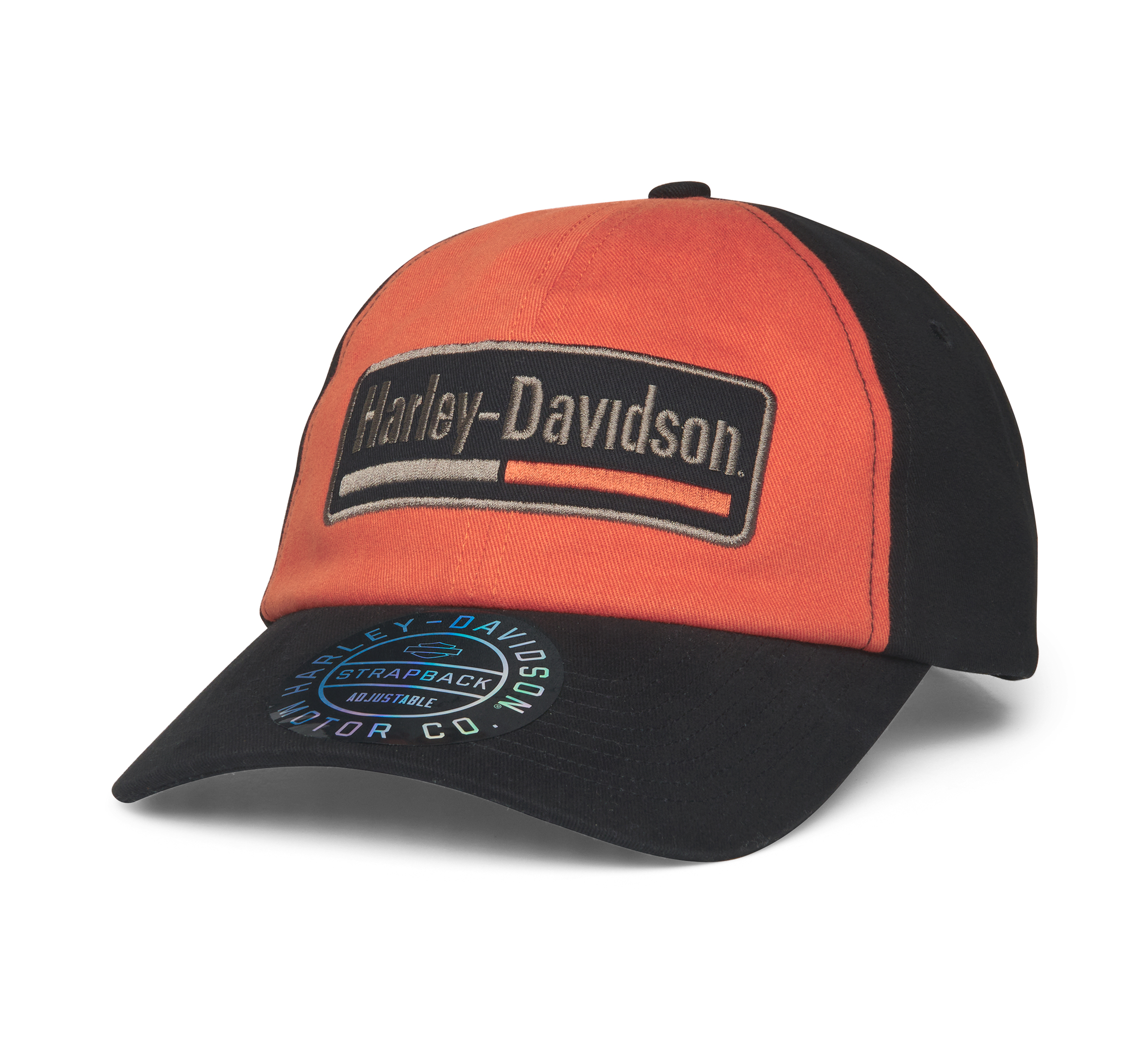 Harley Davidson Cap Adjustable Strap One Size Fits Most Black /Orange Brand New 