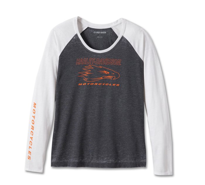 Screamin’ Eagle® Raglan Long Sleeve Burnout T-Shirt für Damen 1