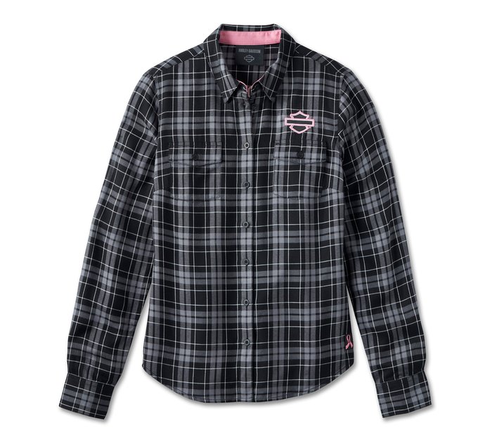 Pink Label Plaid Long Sleeve Button Down para mujer 1