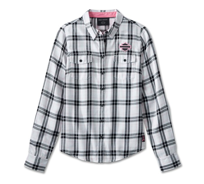 Women's Pink Label Plaid Long Sleeve Button Down 1
