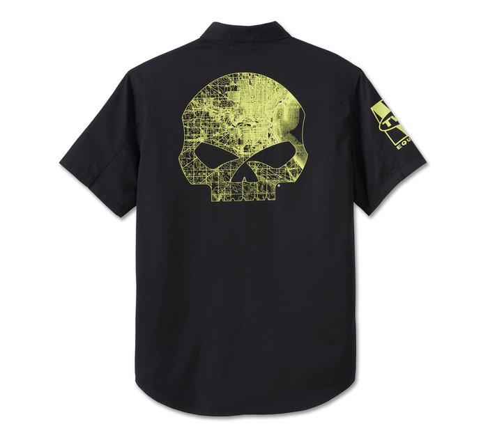 Men's Willie G Skull Short Sleeve Shirt - Black Beauty
