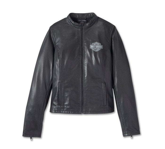 Women's Factory Perforated Leather Jacket 1