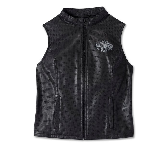 Women's Factory Perforated Leather Vest 1