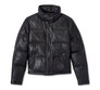 Women's Blacked Out Leather Puffer Jacket