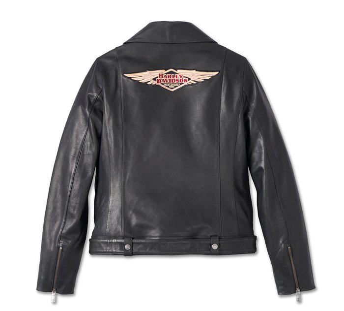 Women's 120th Anniversary D-Pocket Biker Leather Jacket - Black