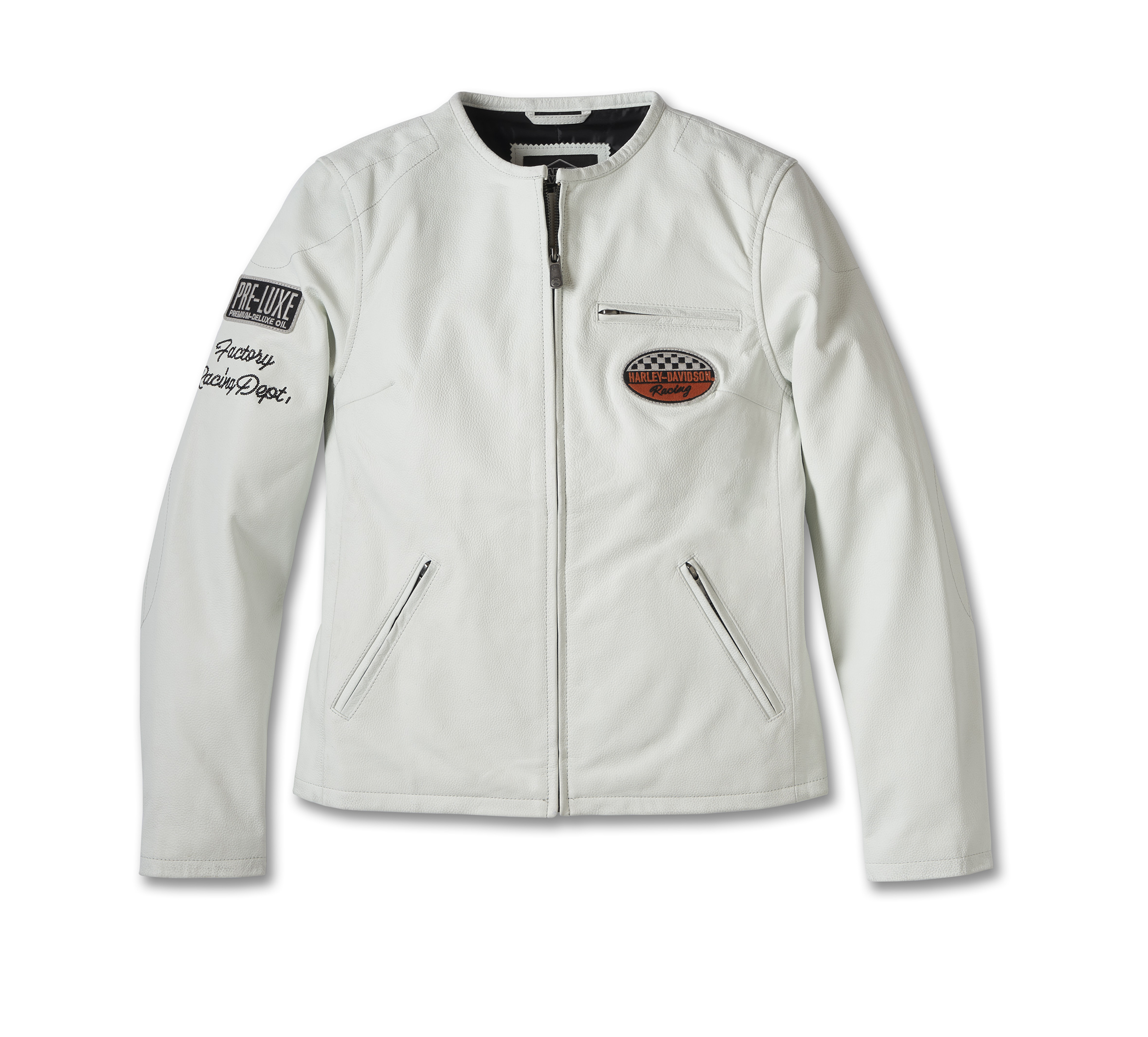 Women's 120th Anniversary Cafe Racer Leather Jacket - Bright White