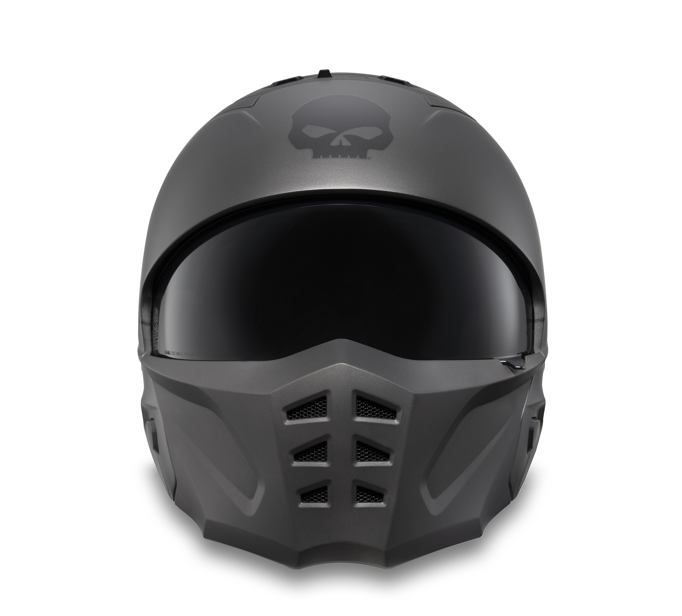 Harley-Davidson Pilot II 2-in-1 Willie G Skull Helmet, Matte Dark Grey - 2XL