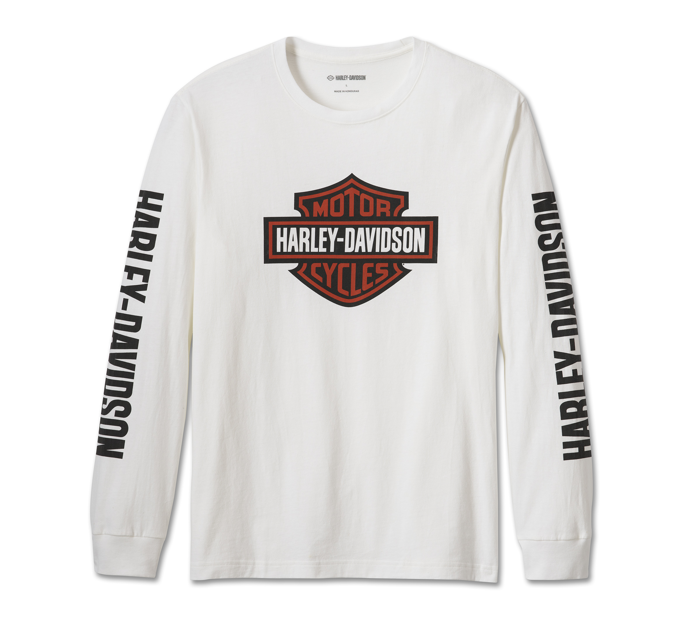 Men's Bar & Shield Long Sleeve Tee - White | Harley-Davidson USA