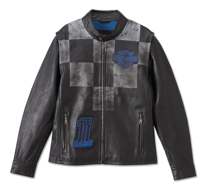 Men's Blue Steel Convertible Leather Jacket