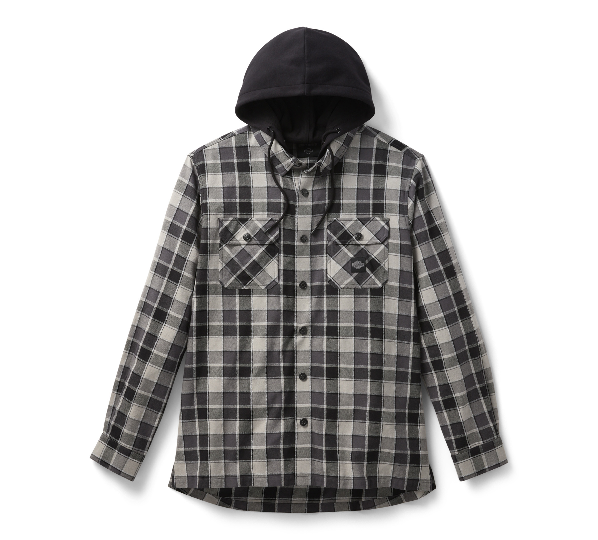 Hooded Plaid Long Sleeve Shirt voor mannen