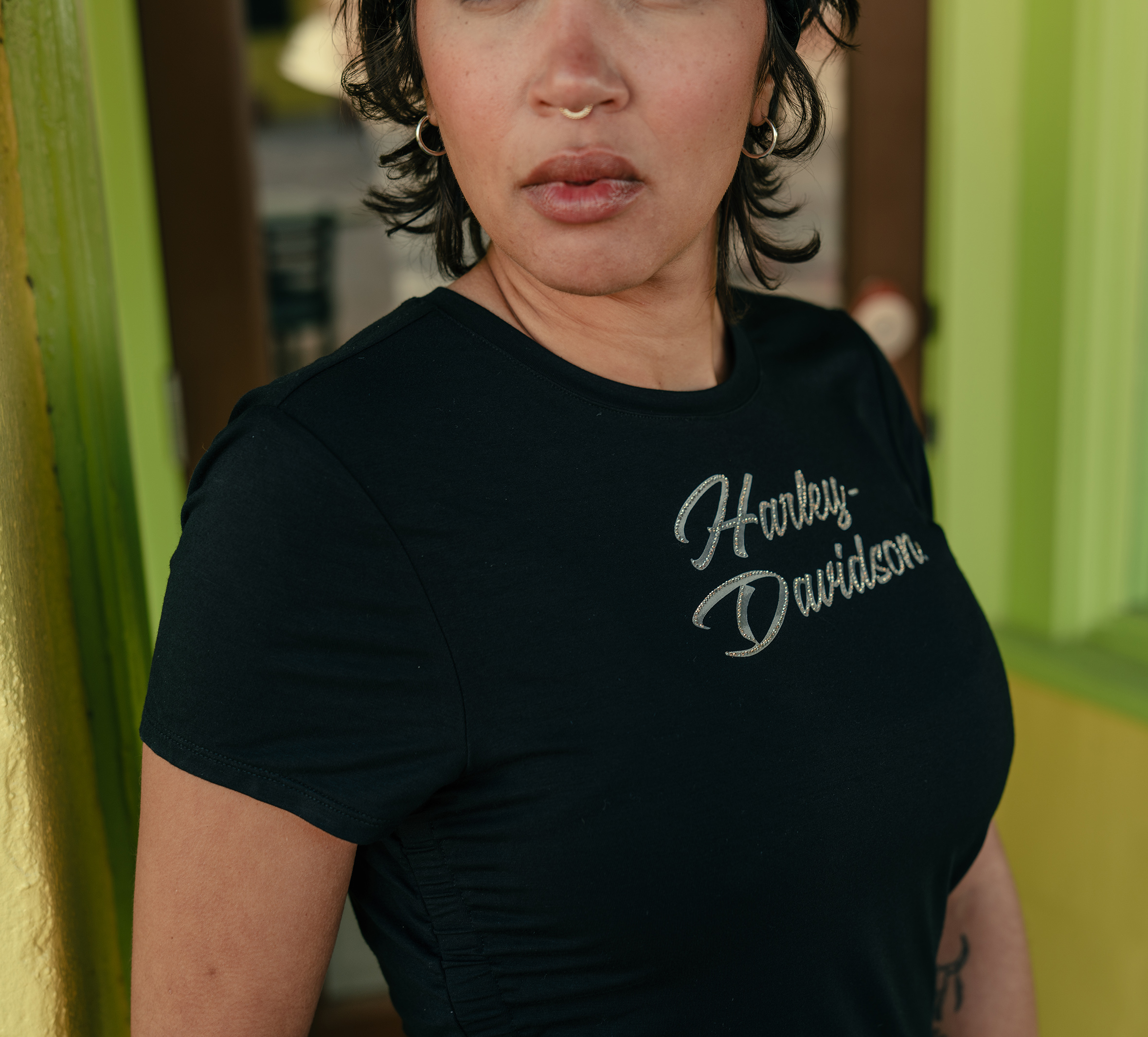 Women's Essential Bling Ruched Short Sleeve Top