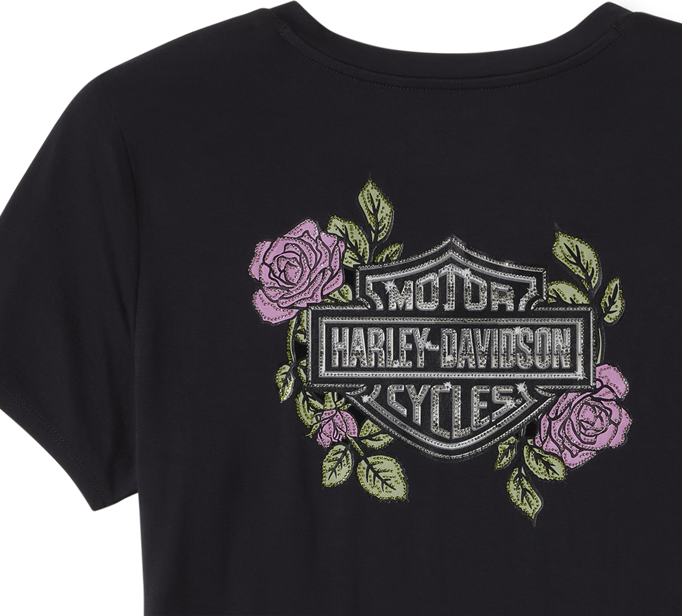 Women's Rose & Thorn Bling V Neck Tee