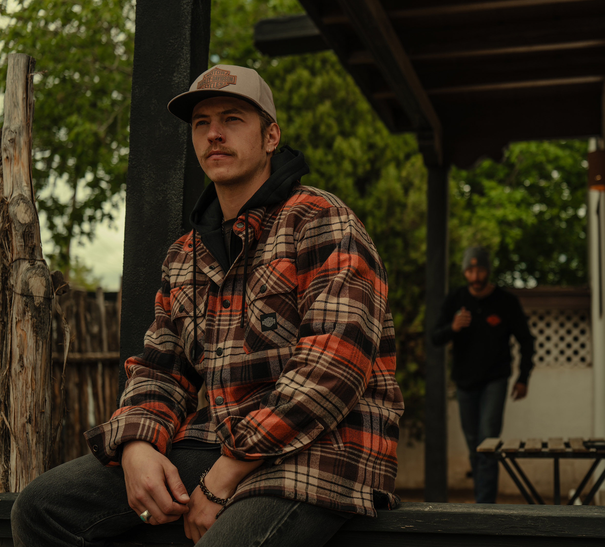 Men's Bar & Shield Hooded Shirt Jacket