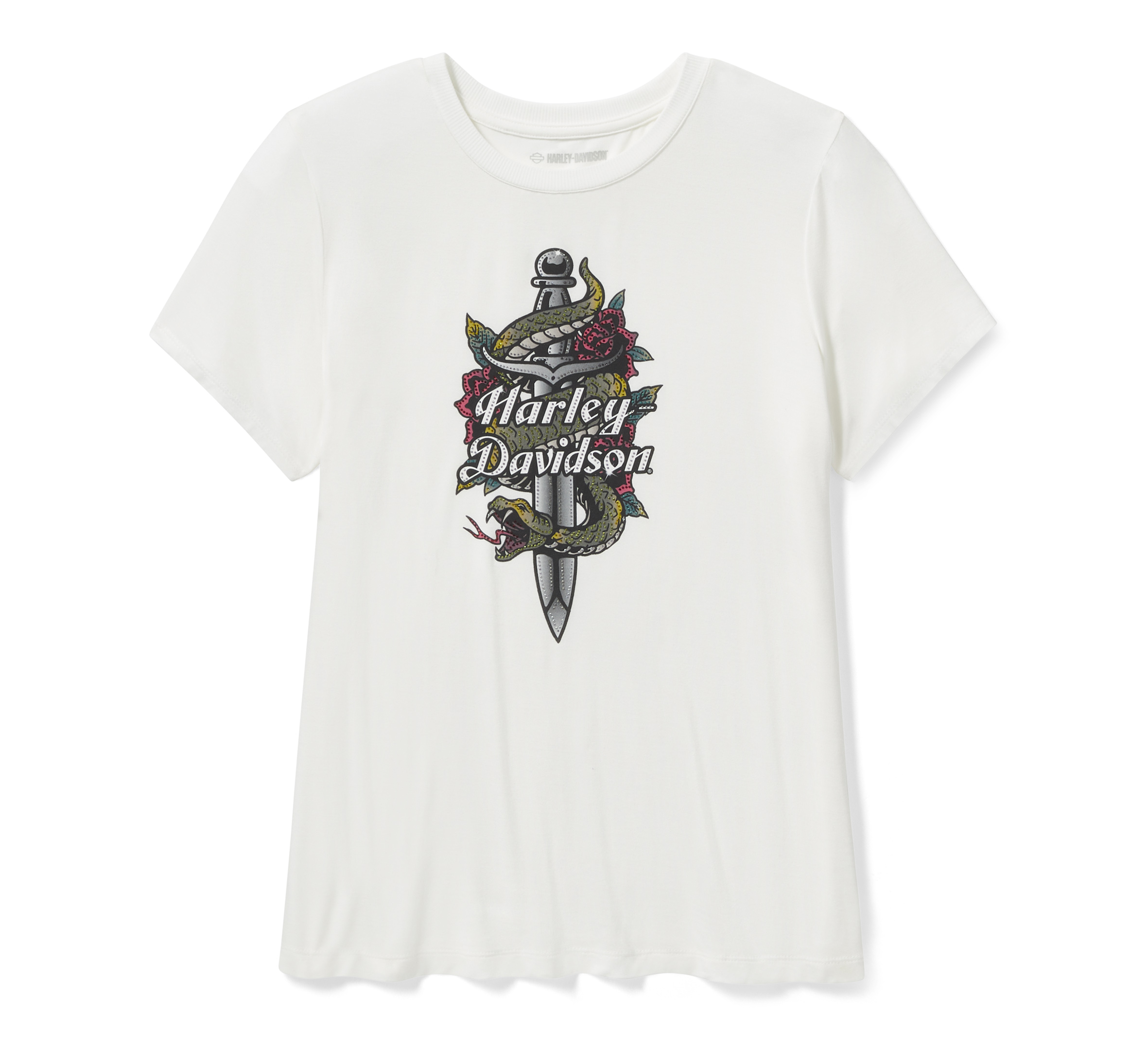 Women's Serpent Rose Bling Crew Neck Tee | Harley-Davidson USA