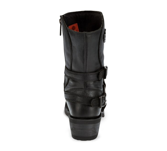 HARLEY-DAVIDSON FOOTWEAR Women's Ingleside Black Leather Motorcycle Boots D87091