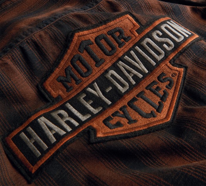 Harley-Davidson® Men's Piping Accent Plaid Short Sleeve Shirt Grey 96193-18VM 