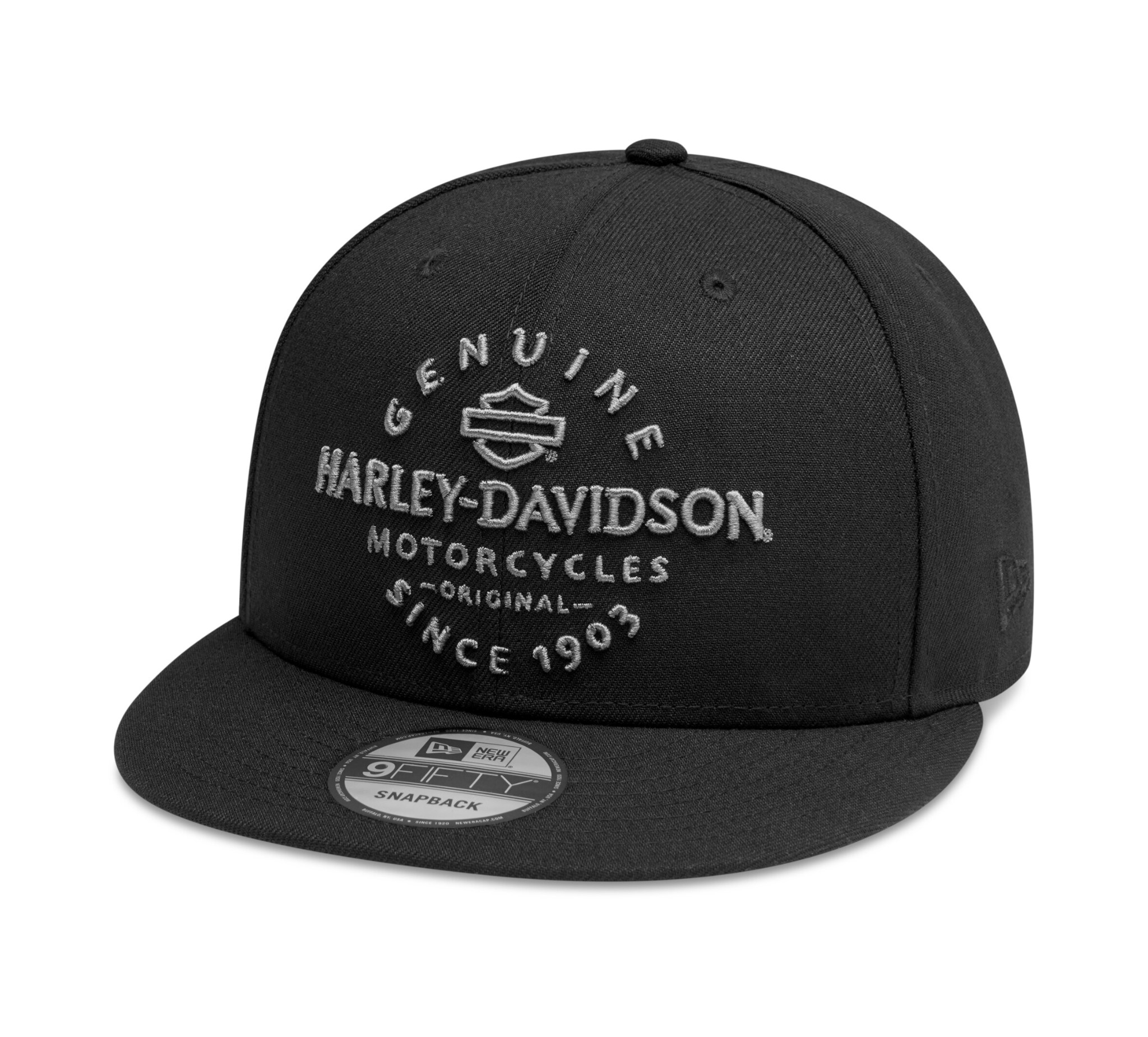 Harley-Davidson Mens Embroidered Shield Flatbill All White Baseball Cap