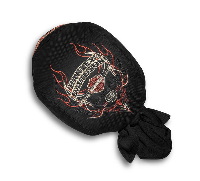 Harley-Davidson Men's Flames Quick Dry Skull Cap, Black - Small