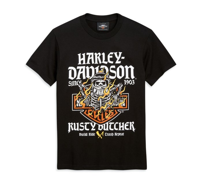 Men's Harley-Davidson x Rusty Butcher Flames Short Sleeve Tee 1
