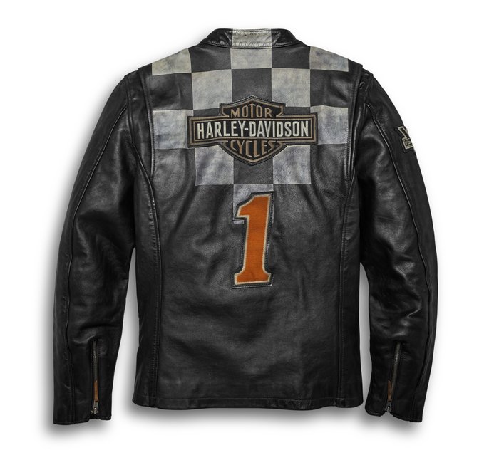 Men's Vintage Race-Inspired Leather Jacket 1