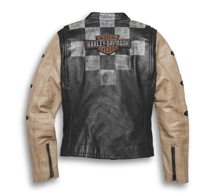 Women's Vintage Race-Inspired Leather Jacket 1