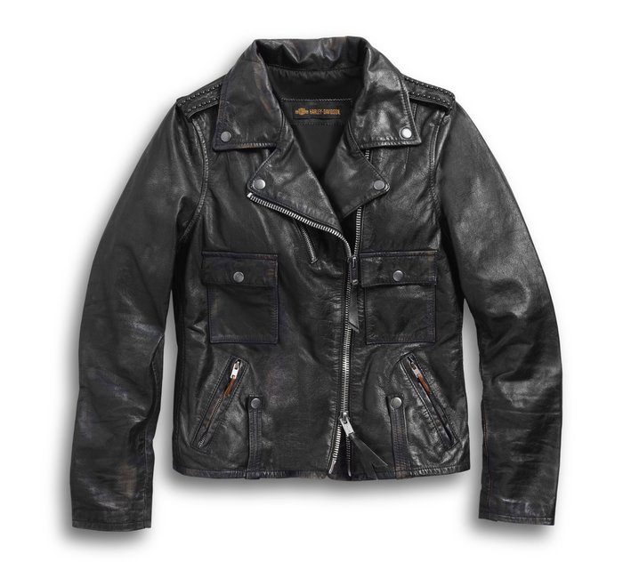 Women's Wild Distressed Leather Biker Jacket 1