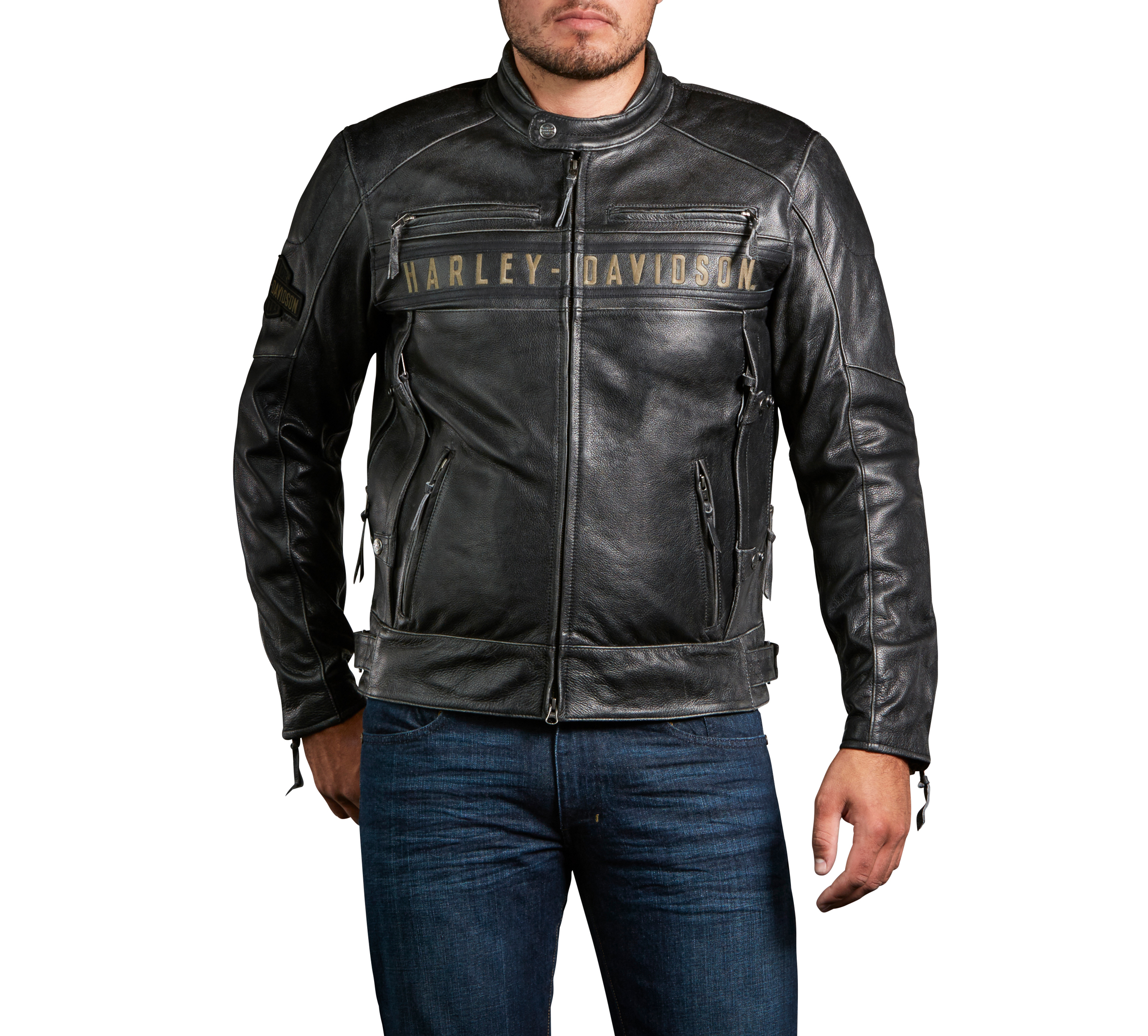 Men S Passing Link Triple Vent Leather Jacket 98074 14vm Harley Davidson Usa